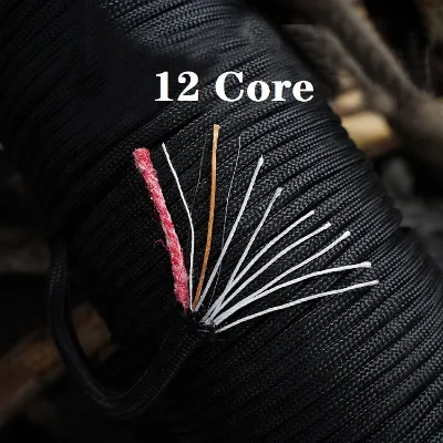 12 Core 550 Survival Paracord Parachute Fire Cord Survival Ropes With Red Tinder Cord PE Fishing Line Cotton Thread Steel Wire