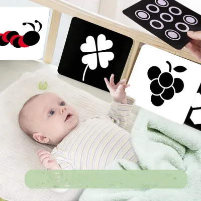 Early Educational Flash Card for Babies White and Black Visual Stimulus for 2-4 Years Playful Paper Material