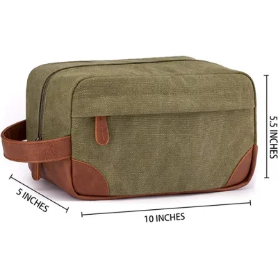 Travel Old School Style Toiletry Bag Dopp Kit for Men Canvas Shaving Bag Customized Logo Travel Canvas Zipper Pouches