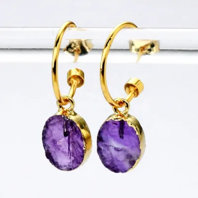 925 Sterling Silver Raw Crystal Teacher Earrings Healing Crystal Gemstone Mama New Earrings