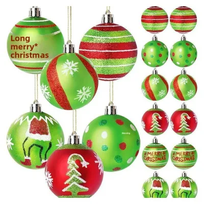For Hot Sale 6CM Plastic Grinch Christmas Ball Set Creative Painted Party Christmas Tree Pendant