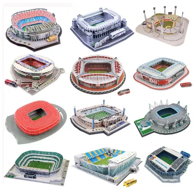 Children Educational Football Basketball Stadium DIY Assemble Model Toy Funny Wooden 3D Puzzle Toy