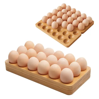 Factory Customized Kitchen Counter Foldable Bamboo Egg Storage Egg Holder