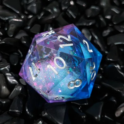 Wonderland Quicksand Large 35mm Transparent Resin Dice Liquid Core Big D20 Dice for DND Lover