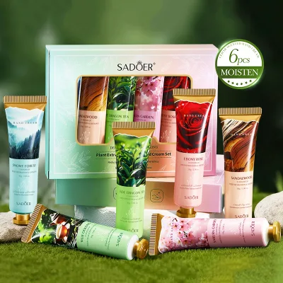 SADOER Wholesale Korean Plant Extract Natural Scent Fragrance Hand Cream Set Moisturizing Repair for Melanin-Rich Skin Dry Hands