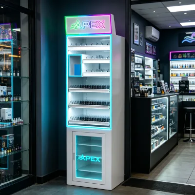 Custom Modular Cigarette Display with LED Lighting Refrigerated Storage Smoke Shop Display Cabinet