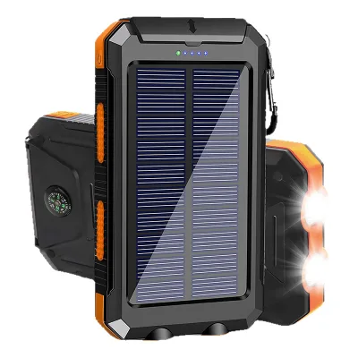 Solar Panel Power Bank Flashlight LED Waterproof Outdoor Charger Camping Hiking Fishing Emergency Use Type C 20000mAh Fast