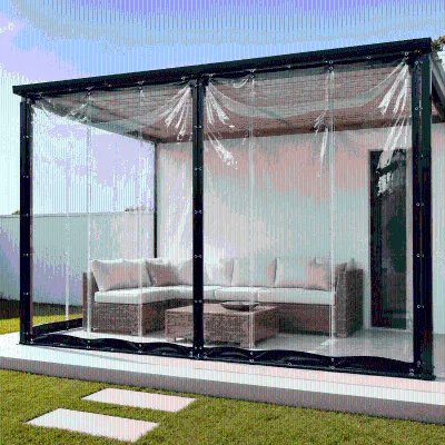 4m X 5m Clear PVC Waterproof Tarp for Pergola Roof Gazebo Sidewall Garden Protection and Home Use