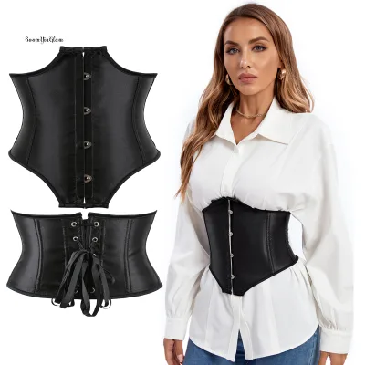 New Fashion Corset Bustier Underbust Shapewear Lace up Bandage Body Shaper Satin Slimming Corset