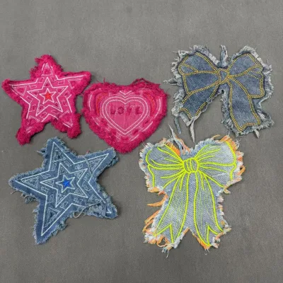 ZSY Wholesale Fashion Star Denim Patches Heart Denim Embroidery Multi Design Embroidery Patch Personality for Jeans