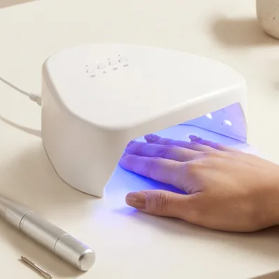 Custom Upgrade White UV Light 4 Timer Nail Dryer 18 Dual Light Source LED Beads 36W Plug-in UV LED Mini Nail Lamp for Gel Polish