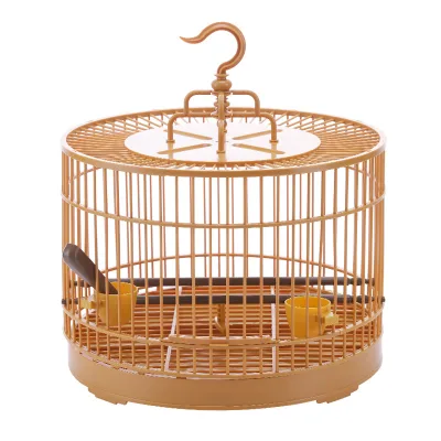 Vintage Style Round Bird Breeding Cage Solid Pattern Plastic Birdhouse with 2 Breathable Feeding Cups for Small Birds Parrots
