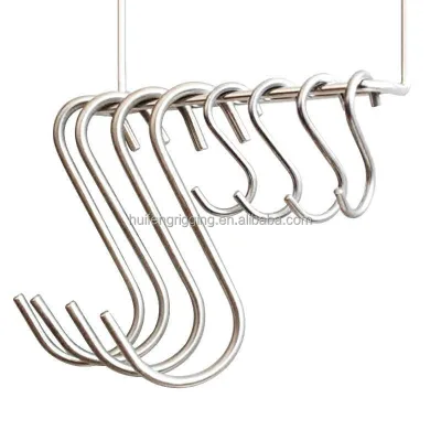Ss304 Meat Hooks 4 5 6mm Heavy Duty S-Hooks Stainless Steel Meat Processing Butcher Hook