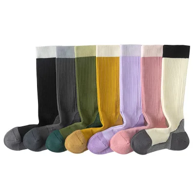 Casual Nylon Elastic Knee High Compression Socks Preppy Style Slouch Long Socks for Women