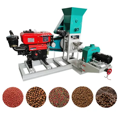 Single Screw Dry Extruder Puffing Machine Produce Floating & Sinking Aquatic Feed Pet Dog Cat Food Pellet Equipment