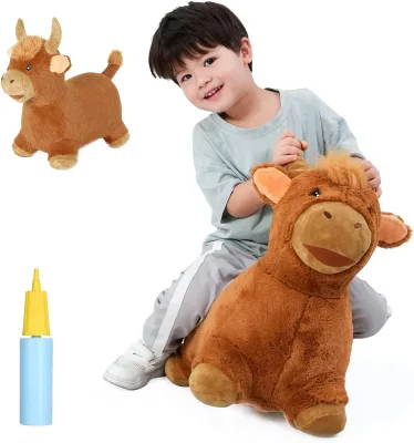 Toddler Brown Soft Plush Bull Hopper Skippy