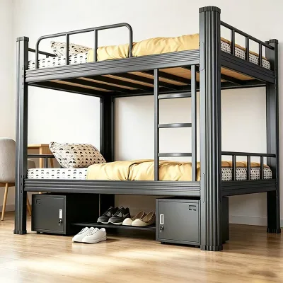 Modern Full-space-saving Heavy-duty Metal Steel Adjustable Double-layer Bed Frame Storage Staircase Suitable for School
