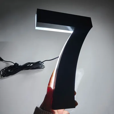 3D Outdoor Waterproof Metal Led Light Solar House Number Sign for Street House
