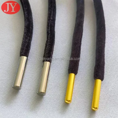 Shoelace Metal Tip High Tenacity Home Textile Customized Length Cotton Cords Velvet Draw Cord with Metal Tips