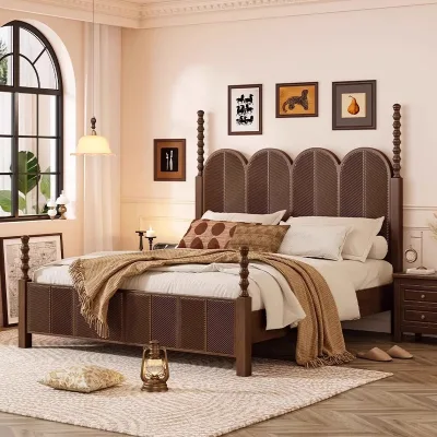 Newest New Modern Solid Wood Bed Bedroom Set Furniture Beautiful and Unique Design Bedroom Wooden Bed