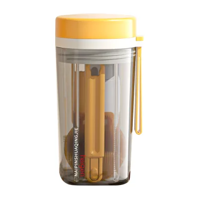 Portable Silicone & PP Cleaning Brush Set for Baby Bottle Cleaning and Protection on the Go for Travel