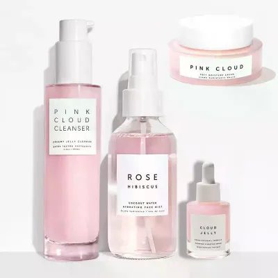 Skincare Set Gentle Facial Cleanser Hydration Serum Toner Moisture Cream Pink Cloud Jelly Plumping Hydration Skin Care Set