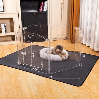 Transparent Acrylic Dog Fence Door Indoor/Outdoor Use Flexible Foldable Barrier for Small Pets Cats