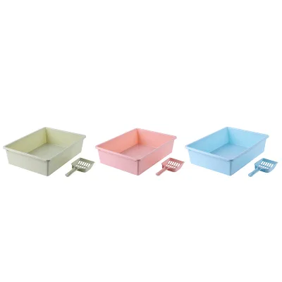 PP Square Cat Litter Box Large Capacity Hygiene Supplies Deodorizing Semi-Enclosed Odor-Removing Eco-Friendly Cat Toilet