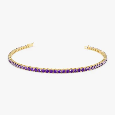 14k Prong Setting Diamond and Multi-Color Sapphire Tennis Bracelet 18K Gold Women's Luxury Stretch Bangle Everyday Wear