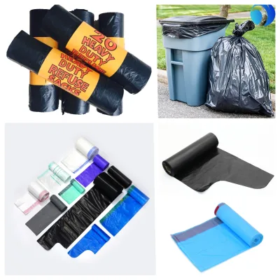 Household Bin liners manufacturers Garbage Bag Drawstring HDPE Trash Bag Logo Printing Kitchen Office