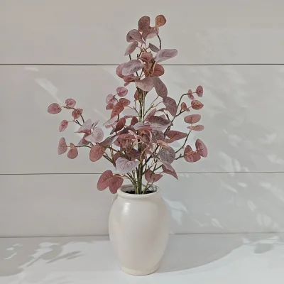 Fall Eucalyptus Artificial Green Plant with Ceramic Vase Home Decor Fake Greenery Plant for Indoor Use