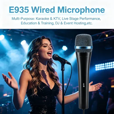 Professional E935 Wired Dynamic Microphone Noise Suppression XLR Handheld Mic for Entertainment DJ Event Hosting