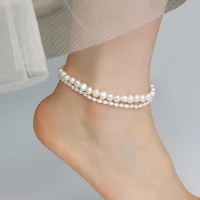Hot Sell Elegant Anklet Adjustable Elastic Anklet Baroque Freshwater Pearl Anklet for Women