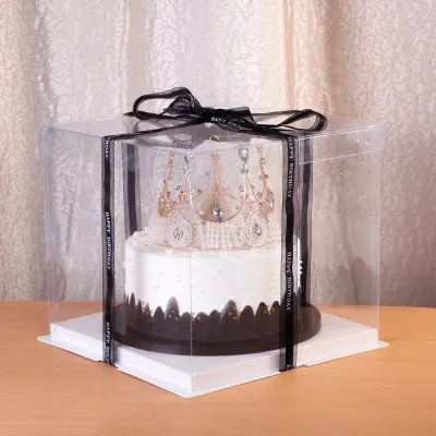 High Quality Gift Box Transparent PET Cake Packaging PVC Box Insulated Tall Plastic Cake Boxes