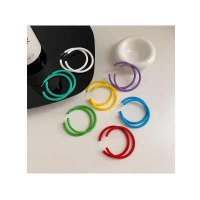 Classic Jewelry Women Fashion Geometric Hoop Earings Candy Color Simple Large Acrylic Circle Earrings Women