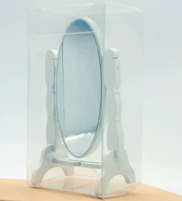 Dollhouse Mini Miniature Classical Upright Wooden White Vanity Mirror for Makeup and Grooming