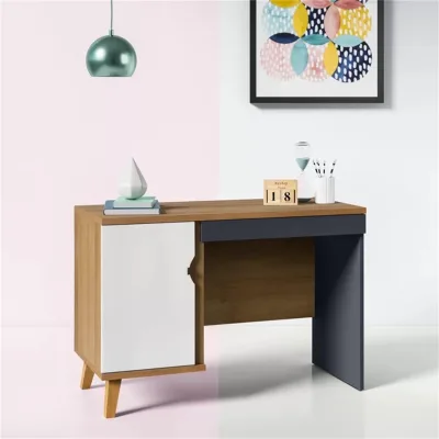 110cm Wide Wood Grain Contrast 1 Cabinet Cable Management for Residential Commercial Use Office Computer Desk