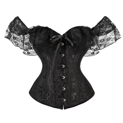 2022 Off Shoulder Corset Solid Corsets Overbust Korset Bustier Sexy Lolita Women Girl Outwear Waist Slimming Lace Ruffle Corset