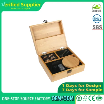 Portable Bamboo Smoke Infuser Set Complete Accessories with Torch, Stored in Bamboo Gift Box for Bourbon Cocktail