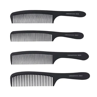 Custom logo High Quality Black Straight Hair Combs Pro Salon Hairdressing Anti-static Carbon Fiber Comb for Barber Hair Cutting