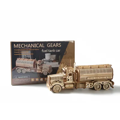 New Hot-selling Toy Engineering Vehicle Hand-made Assembled Engineering Car 3d Wood Car Puzzle