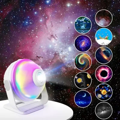 Kids Bedroom Full-Color RGB Atmosphere LED Lamp Speaker Star Galaxy Night Light Projector with Remote Control