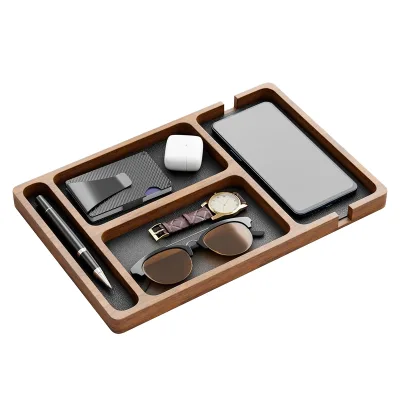 Minimalist 4-Grid Lacquer Wooden Desk Organizer Single Storage Tray Multifunction Durable Sunglasses Watch Pen Mobile Phone