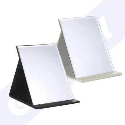 Adjustable Rectangular PU Travel Vanity Tabletop High Quality Handheld Folding Beauty Makeup Mirror Personalized Features