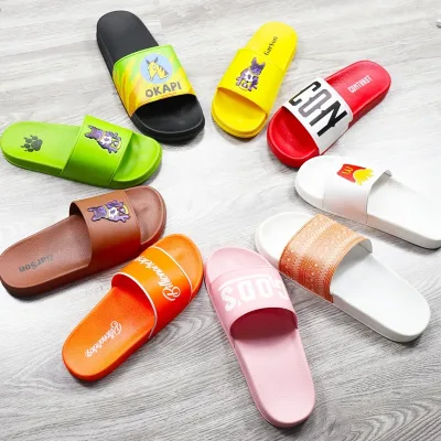 PVC Female Sandals Fashion Flat Summer Slides Custom slippers for Women and Ladies Beach Sliders Flip Flop