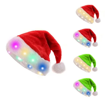 Luminous Christmas Hats Light up LED Santa Claus Hat Christmas Decoration for Adult Kids New Year Festive Holiday Party Supplies