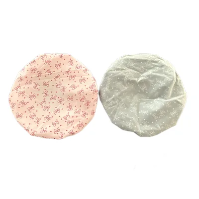 Low MOQ Custom Adjustable Fashion Double Layer Satin Silk Waterproof Terry Cloth Shower Cap