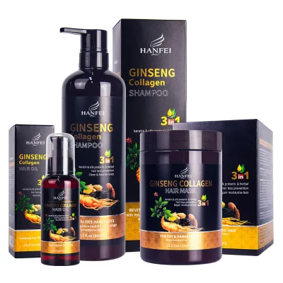 HANFEI Ginseng Collagen Keratin Silk Protein Cream Hair Care Set for Dry/Damaged Hair Repair Anti-Hair Loss Hair Treatment