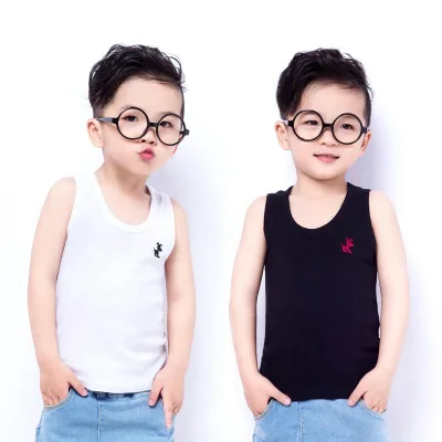 Custom Soft Girls Baby Boy's Summer Round Neck Cotton tank Tops with Candy Color