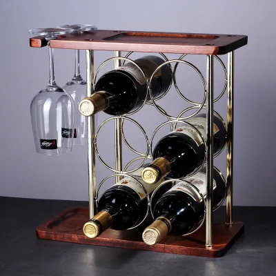Wine Rack Dual-Function Space-Saving Design Nordic Style Light Luxury Vintage Wine Storage Glass Hanging Shelving